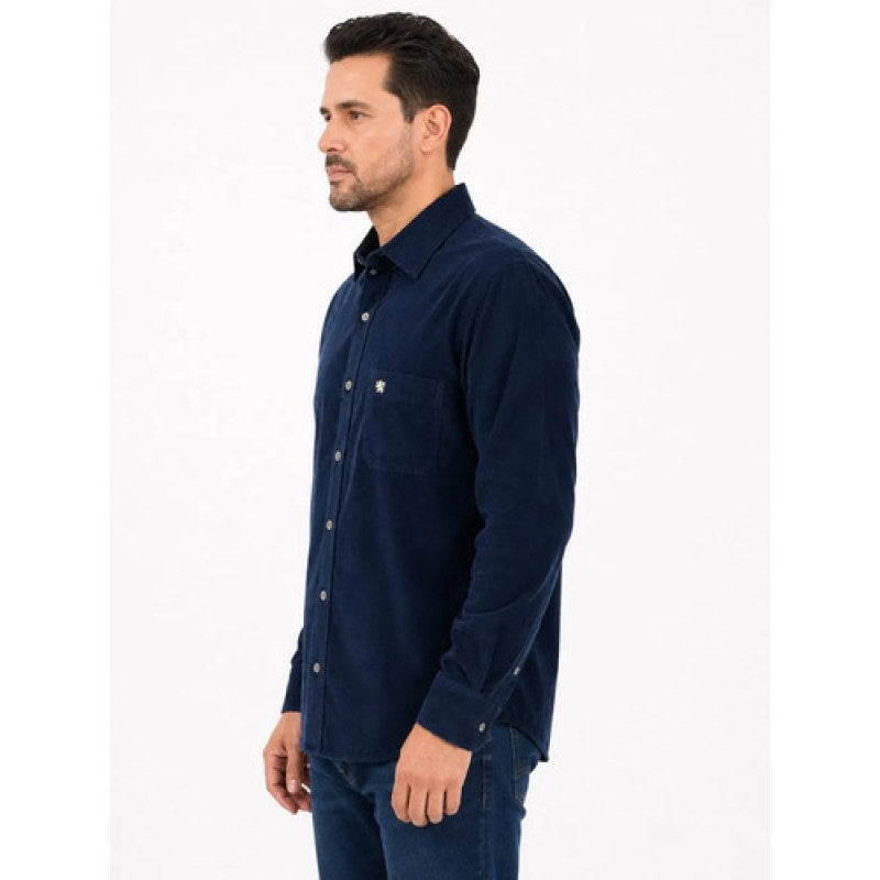Camisa Manchester De Panilla Para Hombre Manga Larga #mlpos_2 #mlitem_MLM3375735551 | Color: Marino | Talla: M #color_marino #sku_ma00800006mnm #sku_ma00800006mnxl