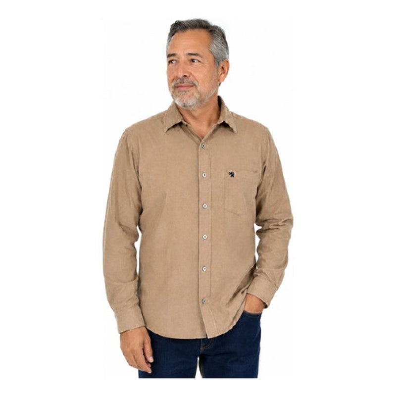 Camisa Manchester De Panilla Para Hombre Manga Larga #mlpos_7 #mlitem_MLM3375773453 | Color: Beige | Talla: G #color_beige #sku_ma00800006bgg #sku_ma00800006bgm #sku_ma00800006bgxl