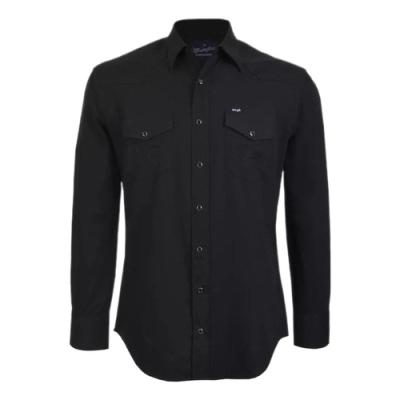 Camisa Lisa Basica Wrangler Vaquera #mlpos_1 | Color: Negro #color_negro #sku_wranlsngch #sku_wranlsngl #sku_wranlsngm #sku_wranlsngxl #sku_wranlsngxxl