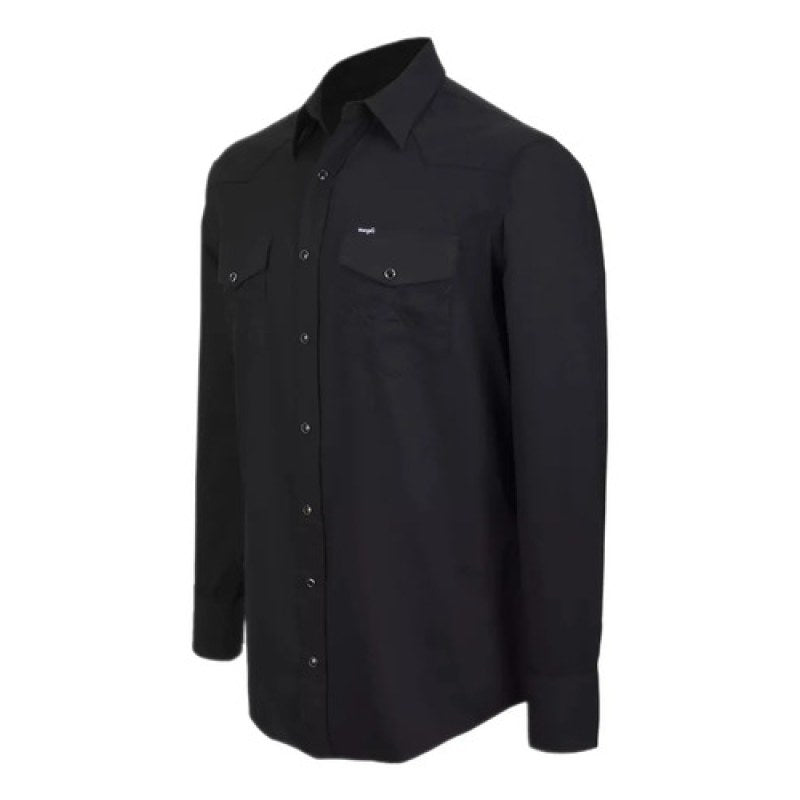 Camisa Lisa Basica Wrangler Vaquera #mlpos_3 | Color: Negro #color_negro #sku_wranlsngch #sku_wranlsngl #sku_wranlsngm #sku_wranlsngxl #sku_wranlsngxxl