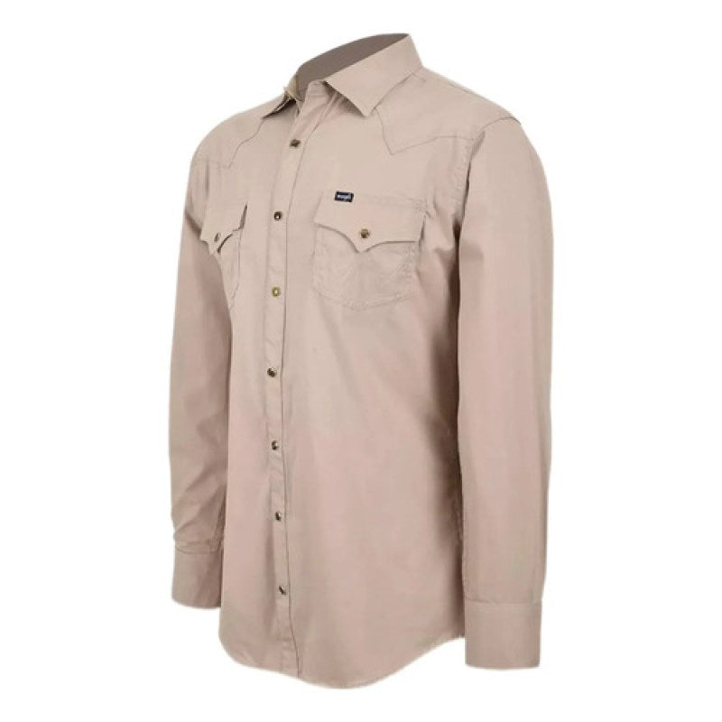 Camisa Lisa Basica Wrangler Vaquera #mlpos_5 | Color: Beige #color_beige #sku_mlm3390331478-185665793597 #sku_mlm3390331478-185665793599 #sku_mlm3390331478-185665793601 #sku_wrnbgxl #sku_wrnbgxxl