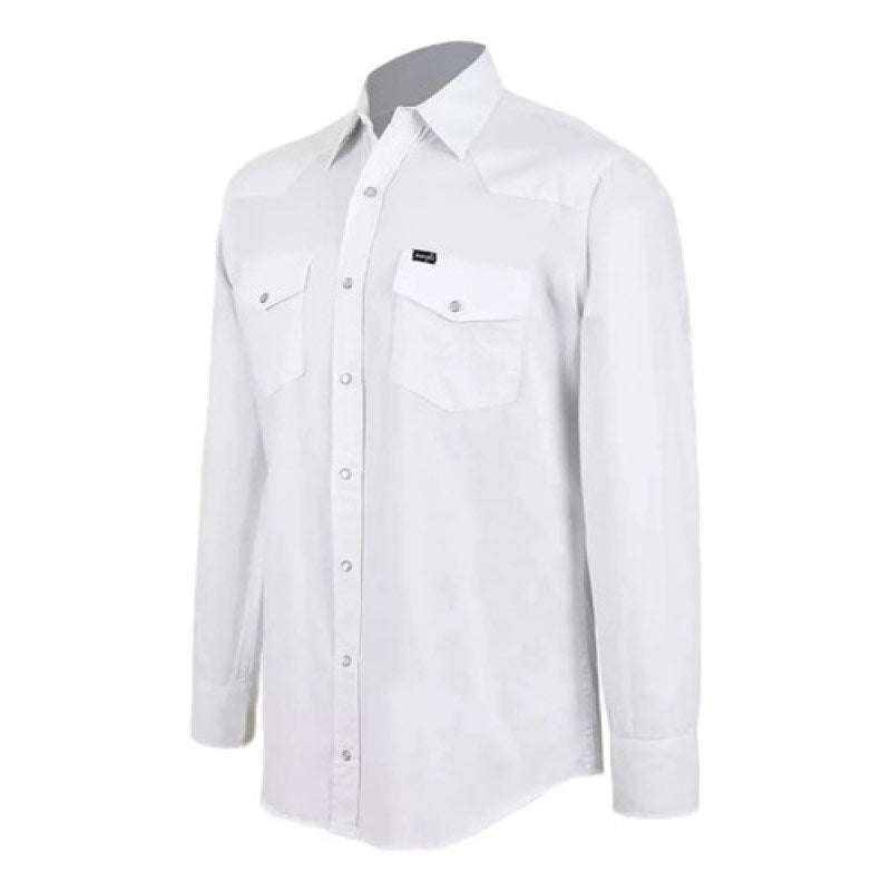 Camisa Lisa Basica Wrangler Vaquera #mlpos_8 | Color: Blanco #color_blanco #sku_mlm3390331478-185665793603 #sku_wrnbcch #sku_wrnbcm #sku_wrnbcxl #sku_wrnbcxxl