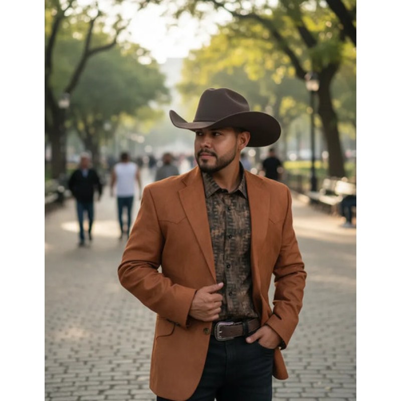 Saco Vaquero Western Old West Tipo Gamuza #mlpos_4 | Color: Camel #color_camel | Talla: XL #sku_oldwtsccm2xl #sku_oldwtsccml #sku_oldwtsccmm #sku_oldwtsccmxl