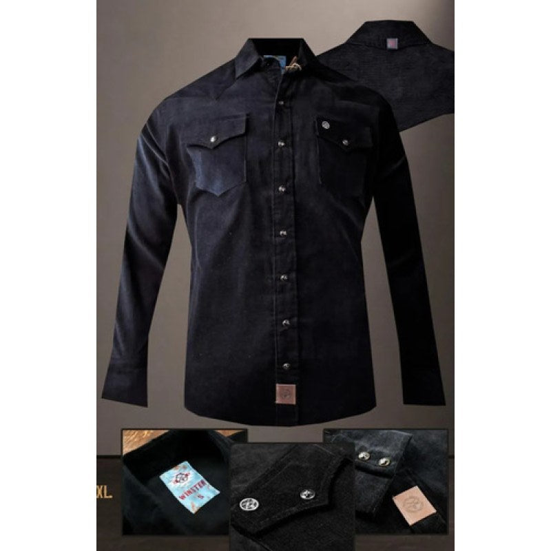 Camisa Winster Vaquera Panilla Para Hombre #mlpos_3 | Color: Negro | Talla: M #color_negro