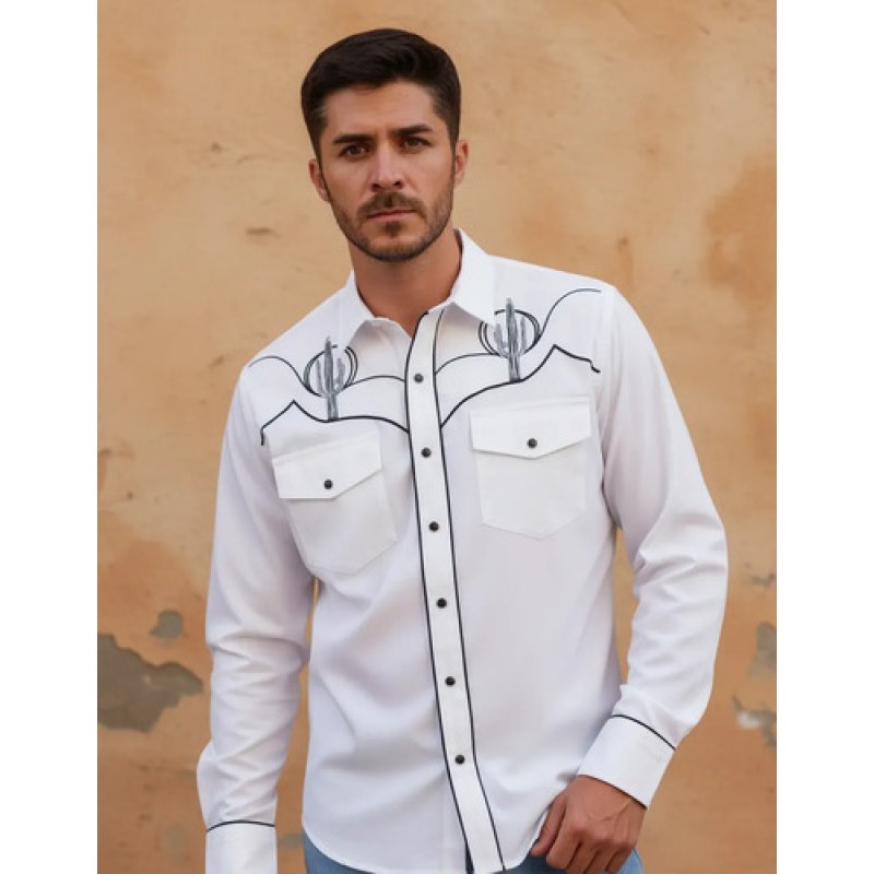 Camisa Old West Vaquero Para Caballero Charra #mlpos_1 | Color: Blanco #color_blanco | Talla: EG #sku_oldcacb
