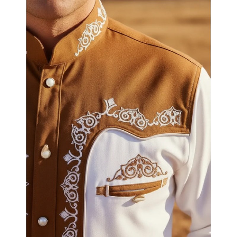 Camisa Old West Vaquero Para Caballero Charra #mlpos_15 | Color: blanco camel #color_blanco_camel | Talla: CH #sku_oldchbshch #sku_oldchbsheg #sku_oldchbshg