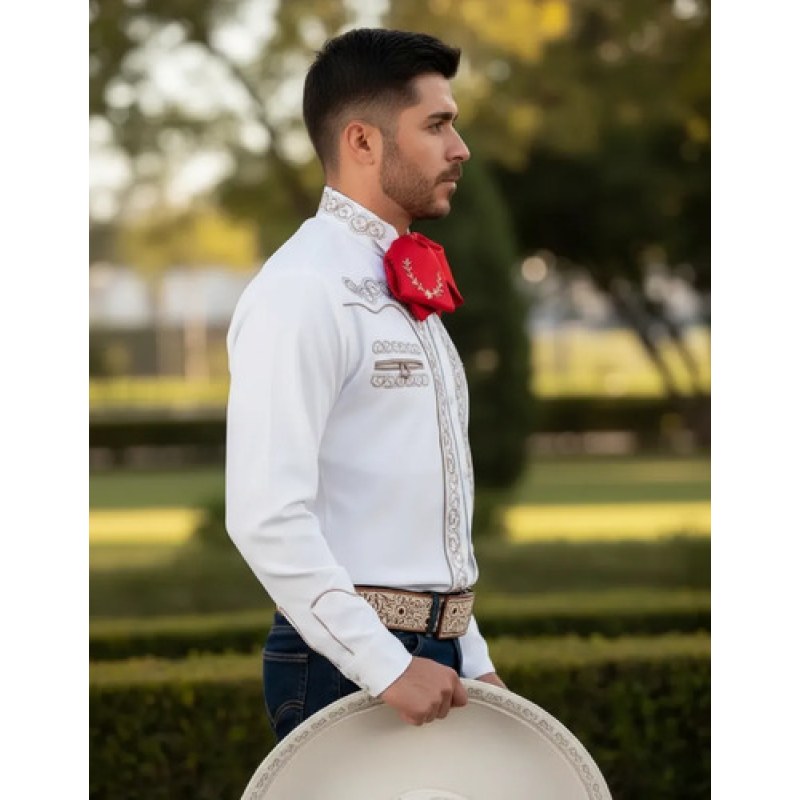 Camisa Old West Vaquero Para Caballero Charra #mlpos_20 | Color: Blanco B #color_blanco_b | Talla: M #sku_oldchb2xl #sku_oldchb3xl #sku_oldchbeg #sku_oldchbg #sku_oldchbm