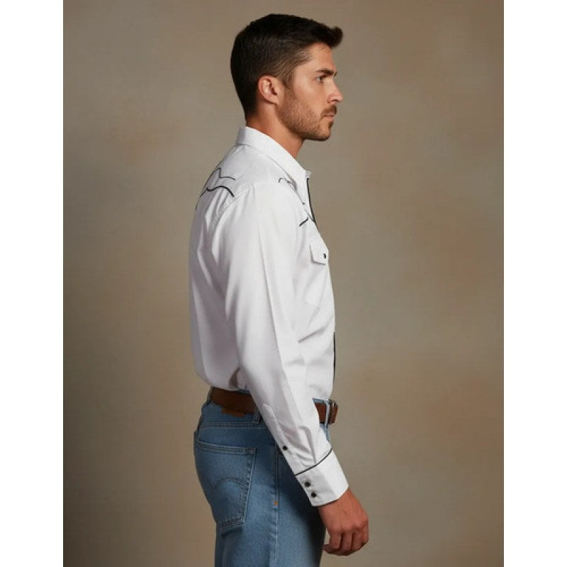 Camisa Old West Vaquero Para Caballero Charra #mlpos_4 | Color: Blanco #color_blanco | Talla: EG #sku_oldcacb
