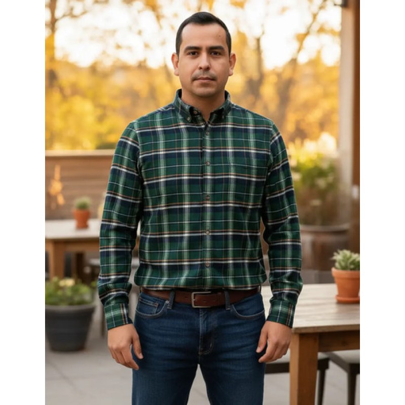 Camisa Yale Franela Casual Regular Fit #mlpos_10 | Color: Verde #color_verde #sku_mlm4139134232-192964788783 #sku_mlm4139134232-192964788791