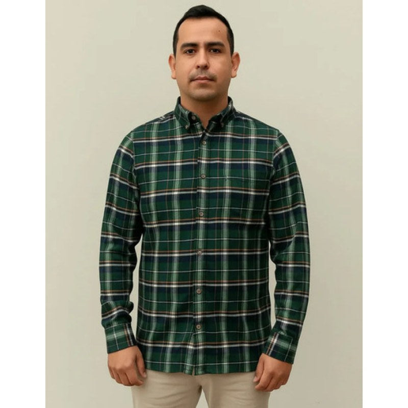 Camisa Yale Franela Casual Regular Fit #mlpos_11 | Color: Verde #color_verde #sku_mlm4139134232-192964788783 #sku_mlm4139134232-192964788791