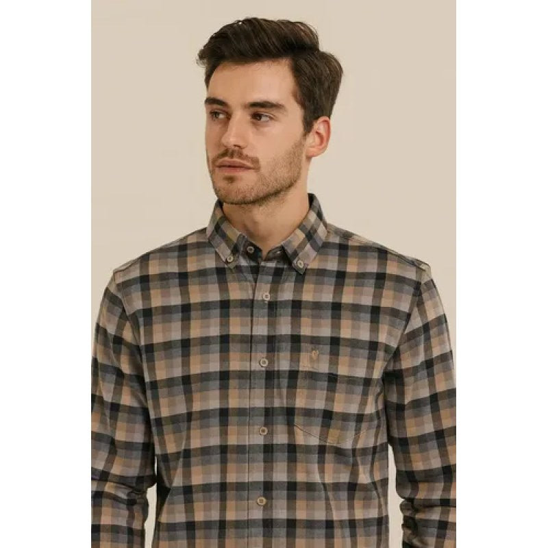 Camisa Yale Franela Casual Regular Fit #mlpos_2 | Color: Beige #color_beige #sku_4642beige2xl #sku_4642beigexl
