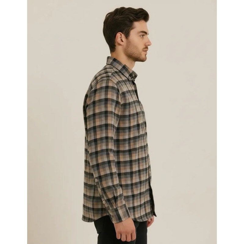 Camisa Yale Franela Casual Regular Fit #mlpos_4 | Color: Beige #color_beige #sku_4642beige2xl #sku_4642beigexl