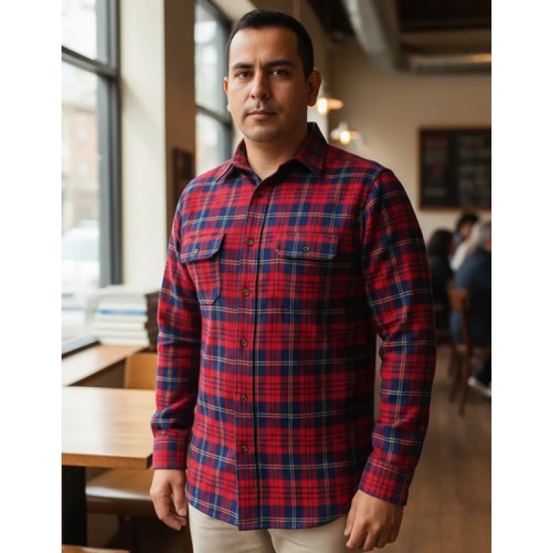 Camisa Yale Franela Casual Regular Fit #mlpos_8 | Color: Rojo #color_rojo #sku_mlm4139134232-192964788771 #sku_mlm4139134232-192964788775 #sku_mlm4139134232-192964788777 #sku_mlm4139134232-192964788779 #sku_mlm4139134232-192964788781 #sku_mlm4139134232-198111955693