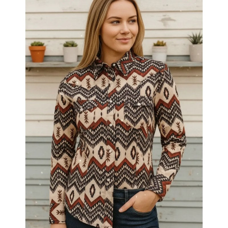 Blusa Camisa Vaquera Old West Moda Mujer #mlpos_11 | Color: beige marino #color_beige_marino | Talla: L #sku_oldeschl
