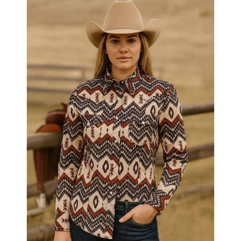 Blusa Camisa Vaquera Old West Moda Mujer #mlpos_12 | Color: beige marino #color_beige_marino | Talla: L #sku_oldeschl