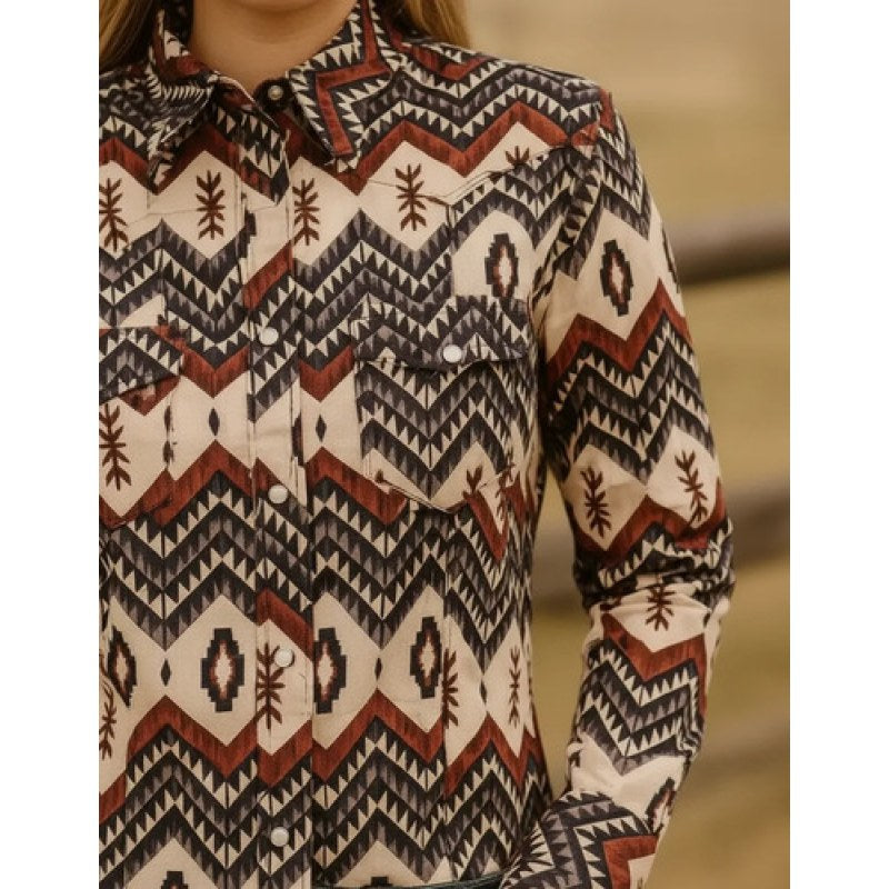 Blusa Camisa Vaquera Old West Moda Mujer #mlpos_13 | Color: beige marino #color_beige_marino | Talla: L #sku_oldeschl
