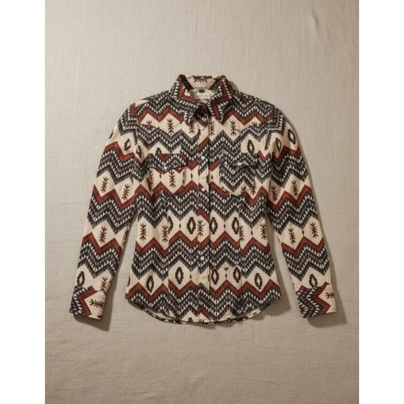 Blusa Camisa Vaquera Old West Moda Mujer #mlpos_15 | Color: beige marino #color_beige_marino | Talla: L #sku_oldeschl