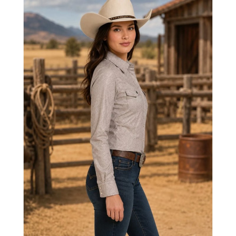 Blusa Camisa Vaquera Old West Moda Mujer #mlpos_18 | Color: 8916 Cemento #color_8916_cemento #sku_oldb8916grs2xl #sku_oldb8916grs3xl #sku_oldb8916grsl #sku_oldb8916grsm #sku_oldb8916grss
