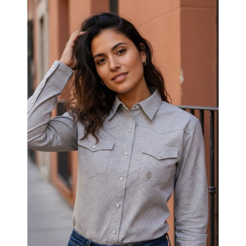 Blusa Camisa Vaquera Old West Moda Mujer #mlpos_7 | Color: Beige #color_beige | Talla: M #sku_oldesbgm