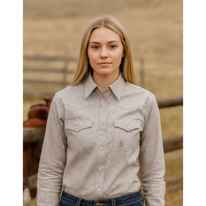 Blusa Camisa Vaquera Old West Moda Mujer #mlpos_8 | Color: Beige #color_beige | Talla: M #sku_oldesbgm
