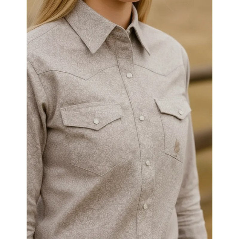 Blusa Camisa Vaquera Old West Moda Mujer #mlpos_9 | Color: Beige #color_beige | Talla: M #sku_oldesbgm