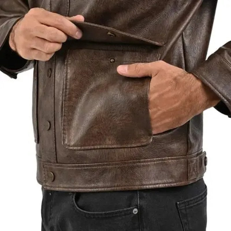 Chamarra Chaqueta Wrangler Vaquera Vinipiel #mlpos_11 | Color: Cafe 2522 #color_cafe_2522 #sku_2522cfg #sku_2522cfxl