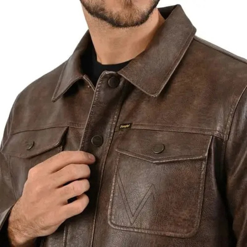 Chamarra Chaqueta Wrangler Vaquera Vinipiel #mlpos_9 | Color: Cafe 2522 #color_cafe_2522 #sku_mlm4362987006-192921370937 #sku_mlm4362987006-192921370939