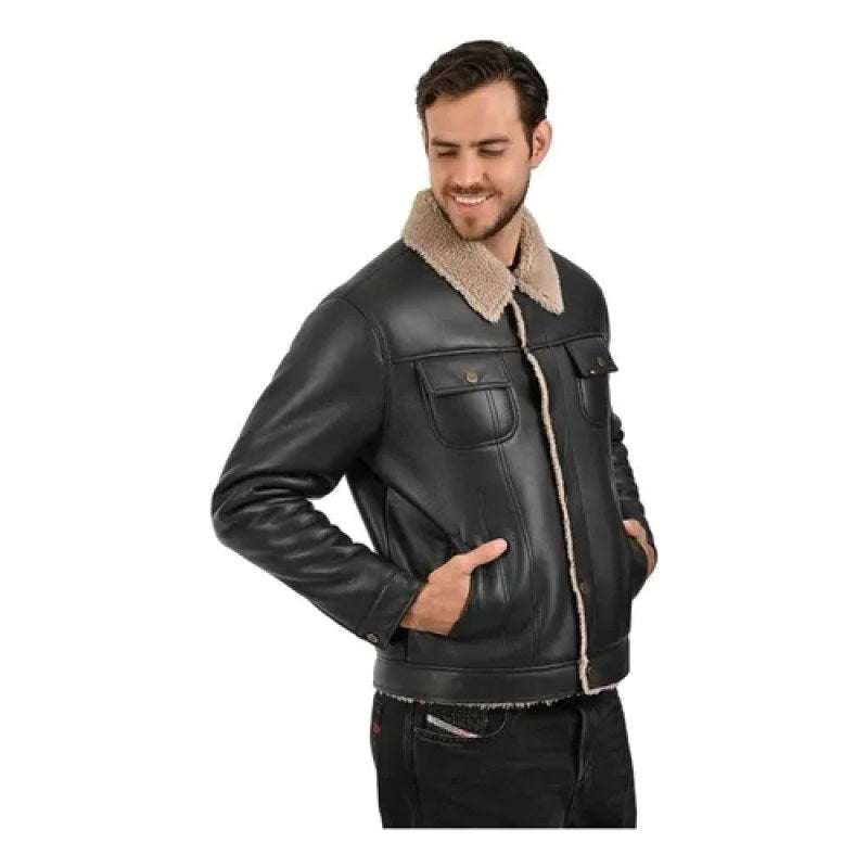Chamarra Lee Vinipiel Con Borrega Tipo Biker #mlpos_3 | Color: negro 2522 #color_negro_2522 #sku_leco2522ch #sku_leco2522g #sku_leco2522m