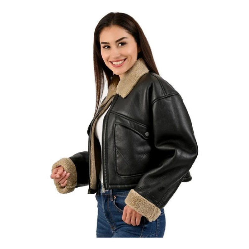 Chamarra Chaqueta Wrangler Vinipiel Con Borrega Para Dama #mlpos_4 | Color: Negro 2515 #color_negro_2515 #sku_mlm4371999438-187111032734 #sku_mlm4371999438-187111032736 #sku_mlm4371999438-187111032738 #sku_mlm4371999438-187111032740