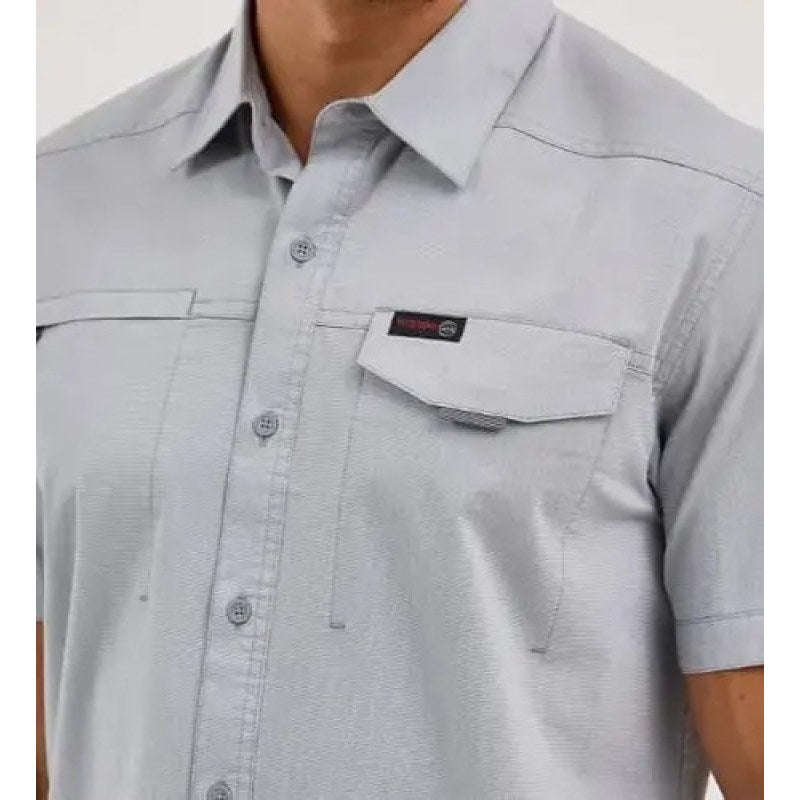 Camisa Wrangler Manga Corta Casual Vaquero Gris Liso 25208 Eg #mlpos_2 #sku_wr25208eg