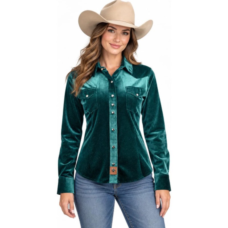 Blusa Vaquera Winster Estampado Para Dama #mlpos_14 | Color: Verde Terciopelo #color_verde_terciopelo #sku_winstcplvrd2xl #sku_winstcplvrdl #sku_winstcplvrdm #sku_winstcplvrds #sku_winstcplvrdxl