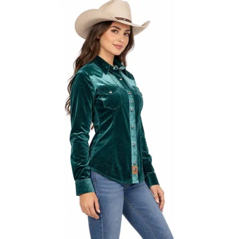 Blusa Vaquera Winster Estampado Para Dama #mlpos_15 | Color: Verde Terciopelo #color_verde_terciopelo #sku_winstcplvrd2xl #sku_winstcplvrdl #sku_winstcplvrdm #sku_winstcplvrds #sku_winstcplvrdxl