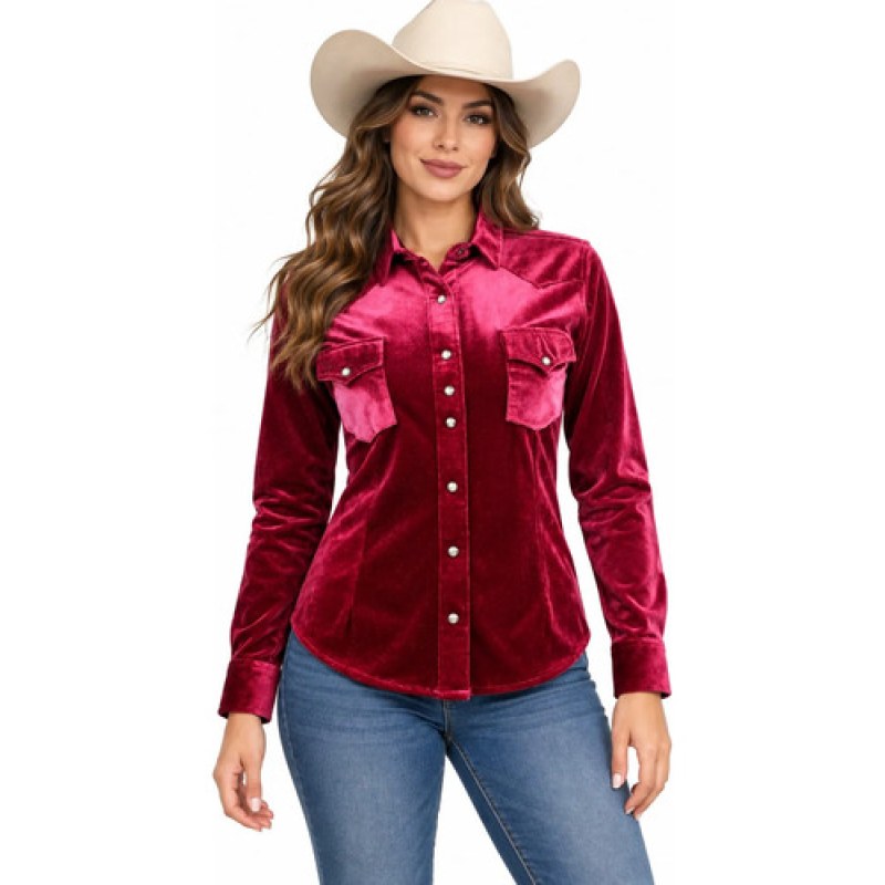 Blusa Vaquera Winster Estampado Para Dama #mlpos_18 | Color: Vino Terciopelo #color_vino_terciopelo #sku_winstcplvn2xl #sku_winstcplvnl #sku_winstcplvnm #sku_winstcplvns #sku_winstcplvnxl
