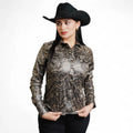 Blusa Vaquera Winster Estampado Para Dama #mlpos_4 | Color: Cafe #color_cafe | Talla: L #sku_flockcafel