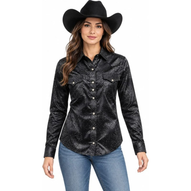 Blusa Vaquera Winster Estampado Para Dama #mlpos_8 | Color: Negro Brillo #color_negro_brillo #sku_winsbrllng2xl #sku_winsbrllngl #sku_winsbrllngm #sku_winsbrllngs #sku_winsbrllngxl