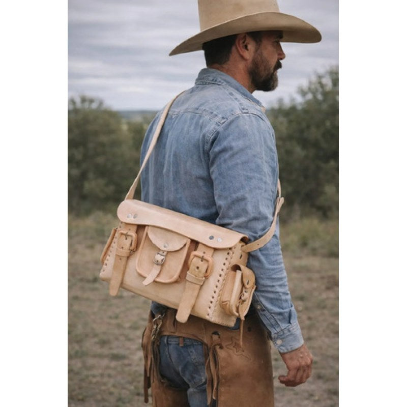 Maletín Vaquero Artesanal De Piel Color Natural Con Bolsas Natural #mlpos_5 #sku_maletinp