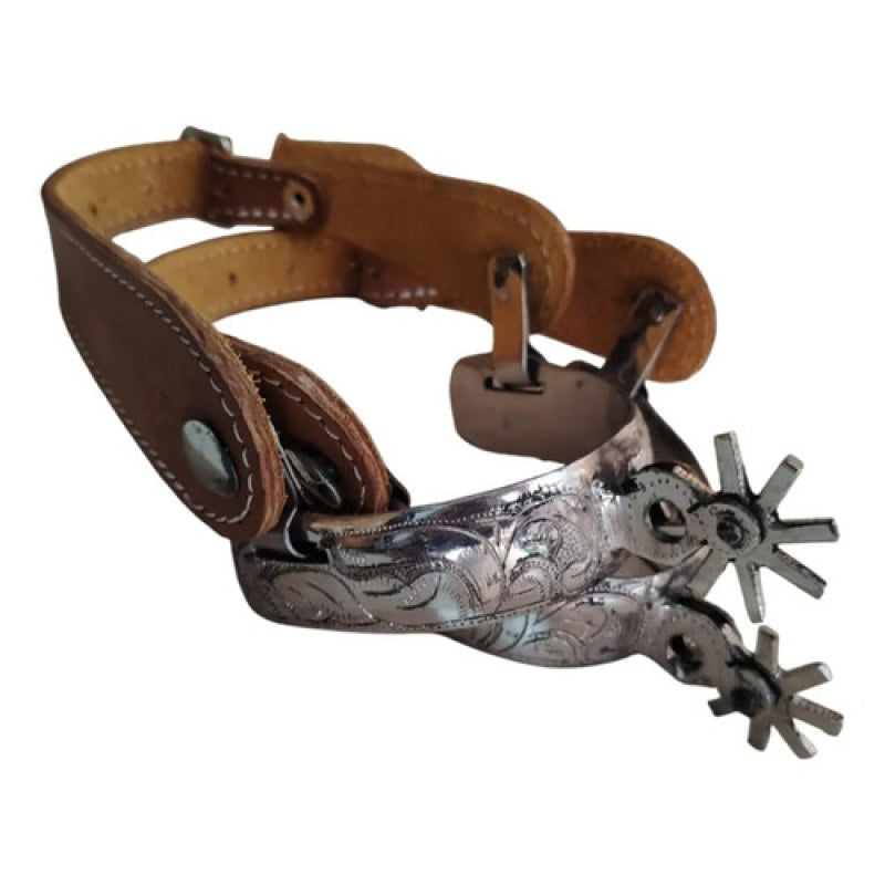 Espuelas Charras Cinceladas Con Correas Cafe #mlpos_2 #sku_mlm5192525740