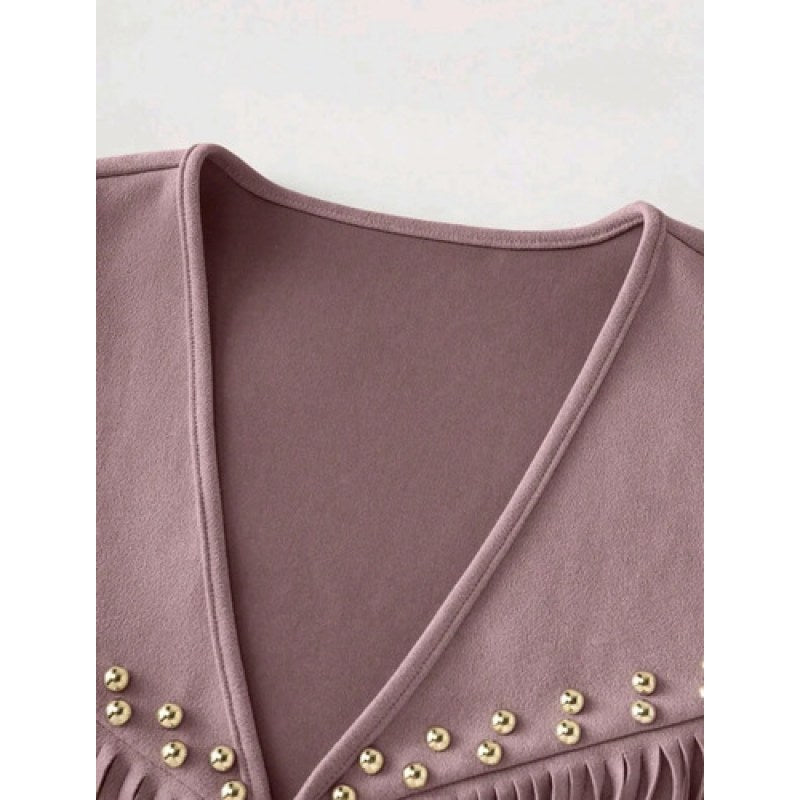 Chaleco Dama Tipo Gamuza Con Flecos Vaquera #mlpos_13 #mlitem_MLM3076166175 | Color: Rosa | Talla: XG #color_rosa #sku_chshrsg #sku_chshrsm #sku_chshrsxg