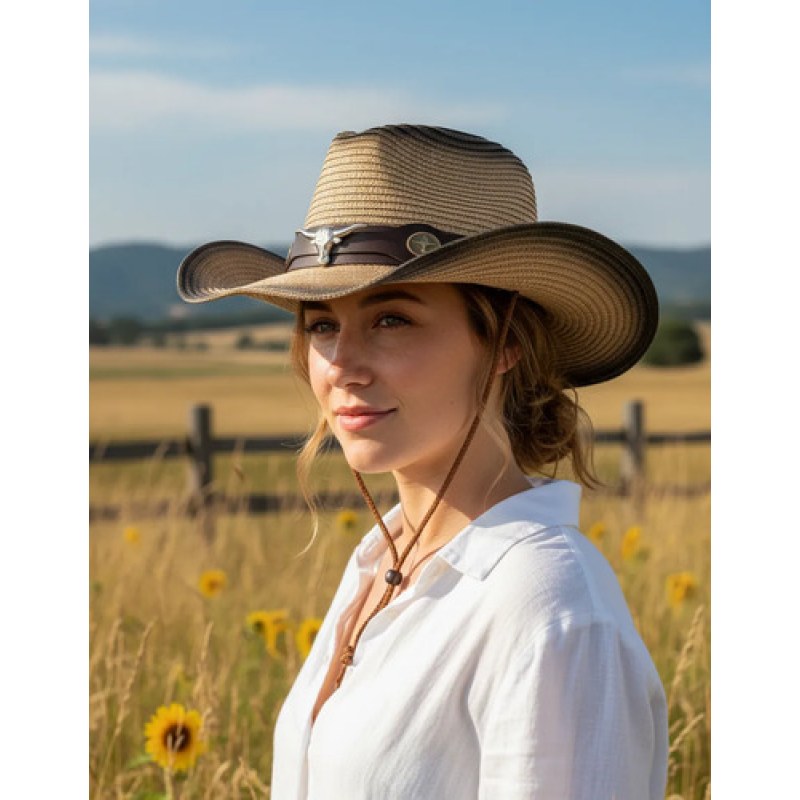 Sombrero De Sol Estilo Vaquero Versatil Bicolor Unitalla #mlpos_1 #sku_sombplayu