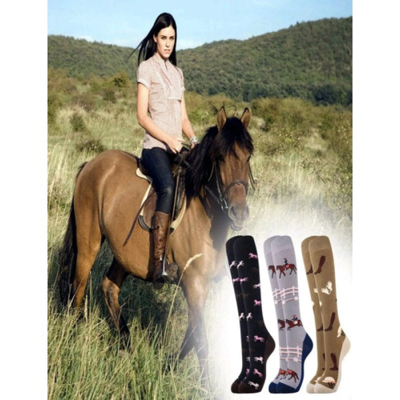 3 Pares Calcetas De Montar Largos Para Mujer Negro/ Beige/ Marino Unitalla #mlpos_3 #sku_calcetinuni