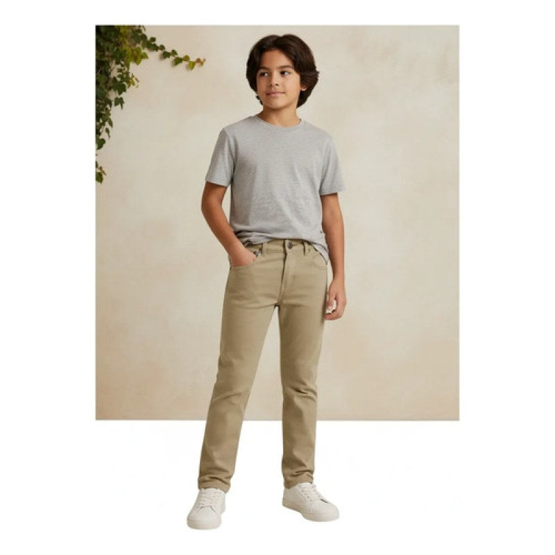 Pantalon Oggi Jeans Risk Boys Niño Entubado Skinny #mlpos_4 | Color: Beige #color_beige #sku_boysrskh10 #sku_boysrskh12