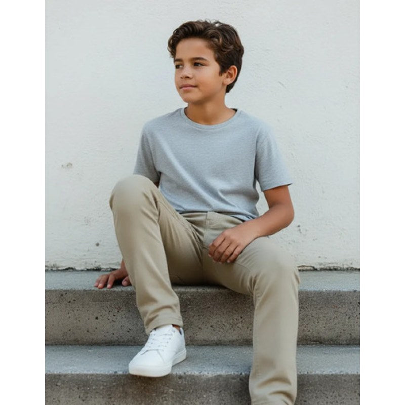 Pantalon Oggi Jeans Risk Boys Niño Entubado Skinny #mlpos_6 | Color: Beige #color_beige #sku_boysrskh10 #sku_boysrskh12