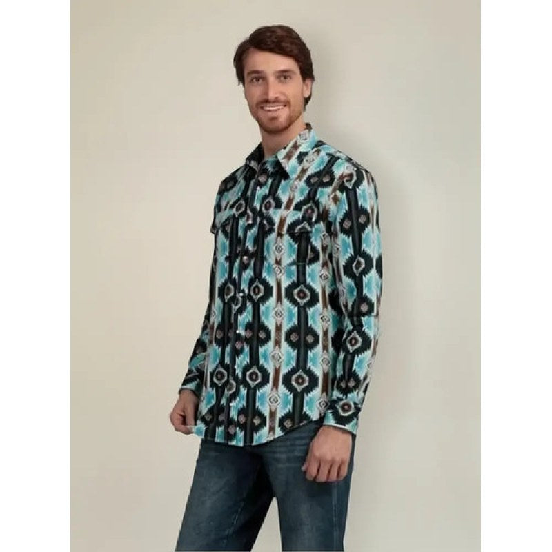Camisa Vaquera Wrangler Checotah #mlpos_10 | Color: Aqua 6919 #color_aqua_6919 #sku_112336919ngaq2xl