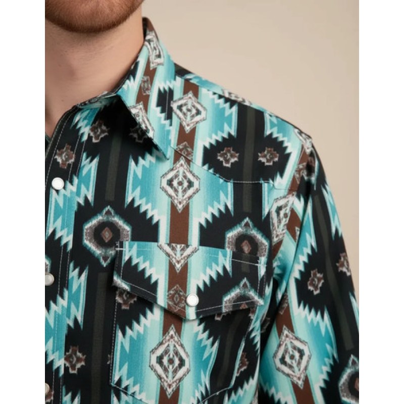 Camisa Vaquera Wrangler Checotah #mlpos_11 | Color: Aqua 6919 #color_aqua_6919 #sku_112336919ngaq2xl