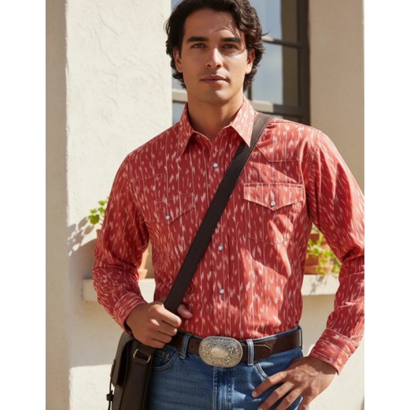 Camisa Vaquera Wrangler Checotah #mlpos_13 | Color: Rojo 5958 #color_rojo_5958 #sku_112345958rjch #sku_112345958rjg #sku_112345958rjxl