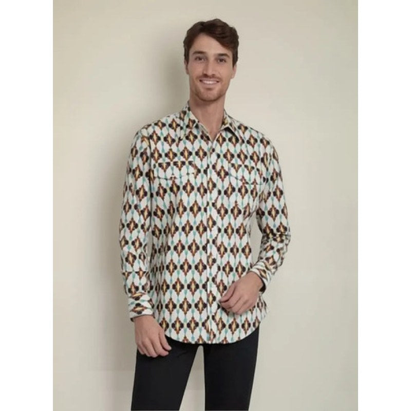 Camisa Vaquera Wrangler Checotah #mlpos_18 | Color: Beige 3817 #color_beige_3817 #sku_112353817bgxxl