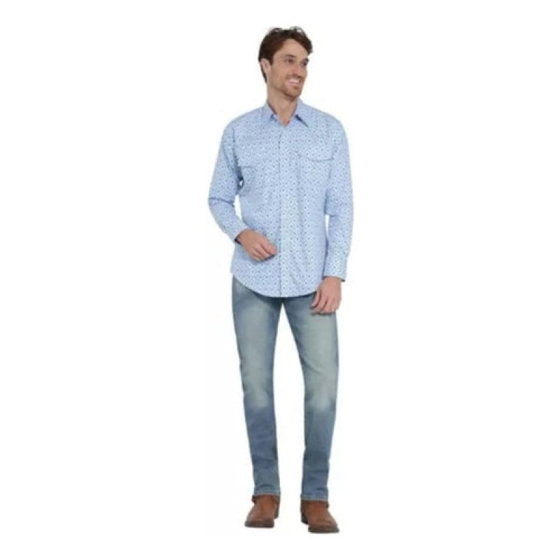Camisa Vaquera Wrangler Checotah #mlpos_25 | Color: Azul 3820 #color_azul_3820 #sku_112353820azlch