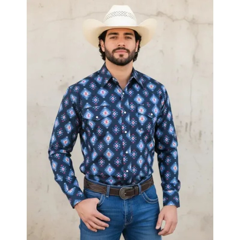 Camisa Vaquera Wrangler Checotah #mlpos_43 | Color: Azul 0969 #color_azul_0969 #sku_112380969l #sku_112380969m #sku_112380969s #sku_112380969xl #sku_112380969xxl