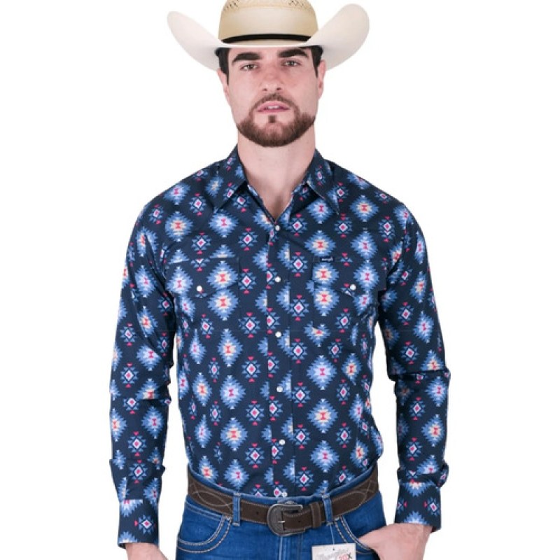 Camisa Vaquera Wrangler Checotah #mlpos_44 | Color: Azul 0969 #color_azul_0969 #sku_112380969l #sku_112380969m #sku_112380969s #sku_112380969xl #sku_112380969xxl