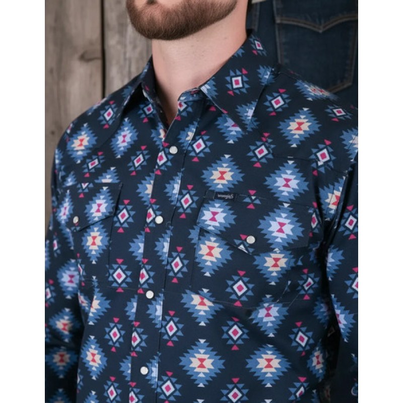 Camisa Vaquera Wrangler Checotah #mlpos_45 | Color: Azul 0969 #color_azul_0969 #sku_112380969l #sku_112380969m #sku_112380969s #sku_112380969xl #sku_112380969xxl